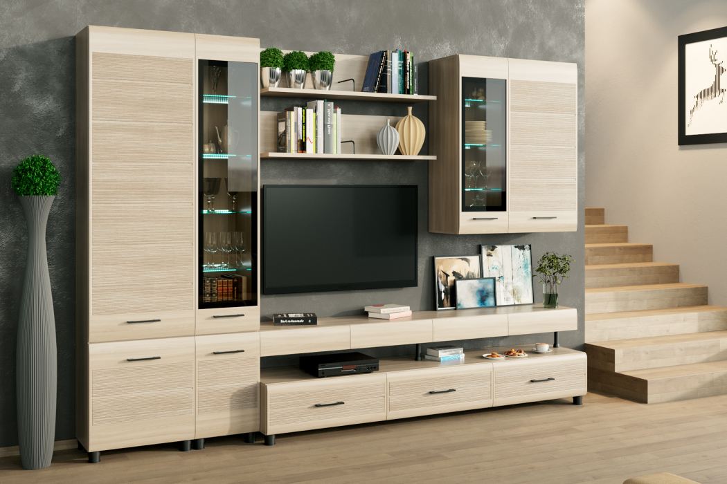 Стенки для гостиной, Модульная гостиная Камелия композиция 1