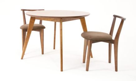 Стол Сканди К 90 натур со стульями Франк натур велюр коричневый