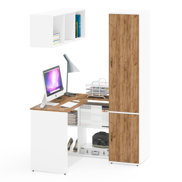 Домашние кабинеты, Стол-трансформер с навесной полкой Лидер-8 и функциональным пеналом МД 23Б