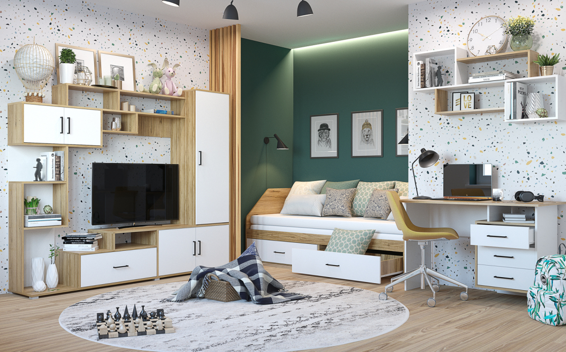 Детские столы, Стол компьютерный Лайт, крафт золото, белый