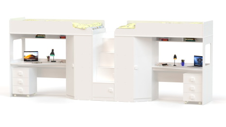 Кровать-чердак с угловым шкафом и столешницей Ridgimmi 11.3