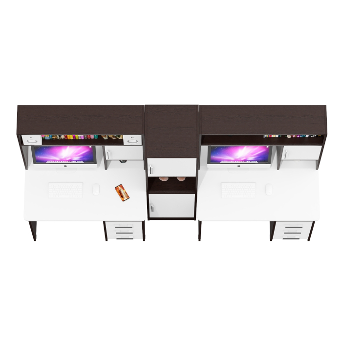 Домашние кабинеты, Стенка из компьютерных столов для двоих человек СК-9