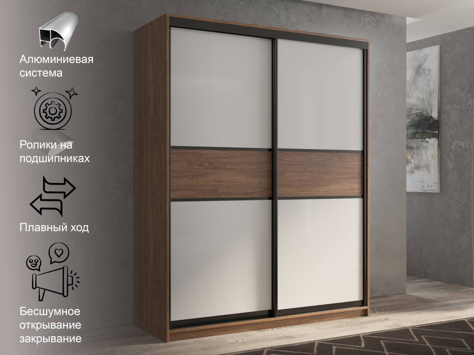 Шкафы-купе 2-х дверные, Шкаф-купе 2х дверный Кааппи 11 160х45