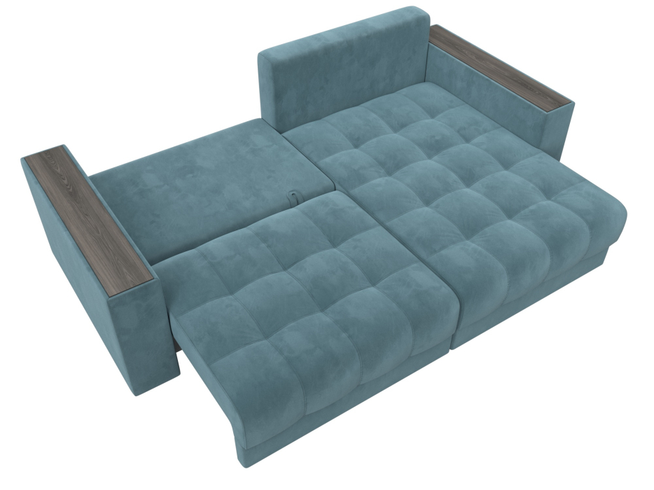 Дизайнерские диваны для гостиной, Диван угловой с декором Лига-049 НПБ, велюр SEVEN