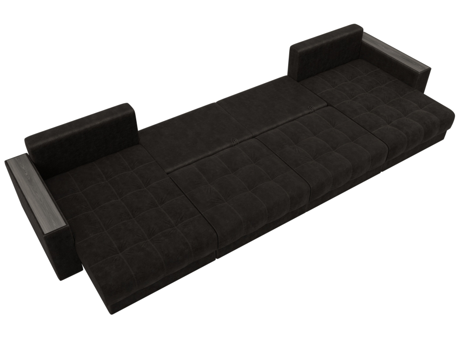 Дизайнерские диваны для гостиной, Диван П-образный с декором Лига-049 НПБ Лонг, велюр BRUT