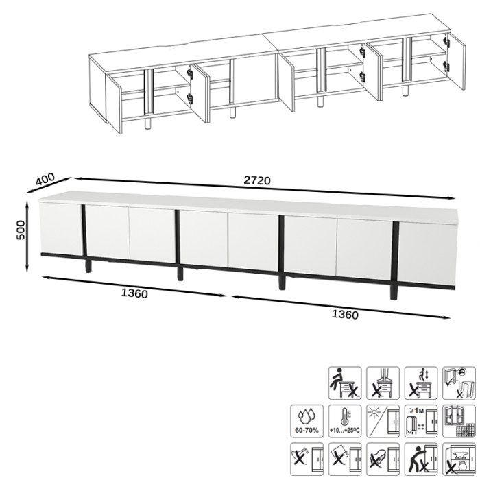 ТВ-тумбы, Две тумбы под ТВ Квадро 2х13.276