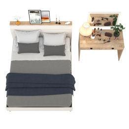 Двуспальная кровать на 1600 Муссон 11.41 с основанием и столиком с зеркалом