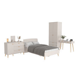 Столик с комодом и шкаф-комодом и кроватью 1200 Афина