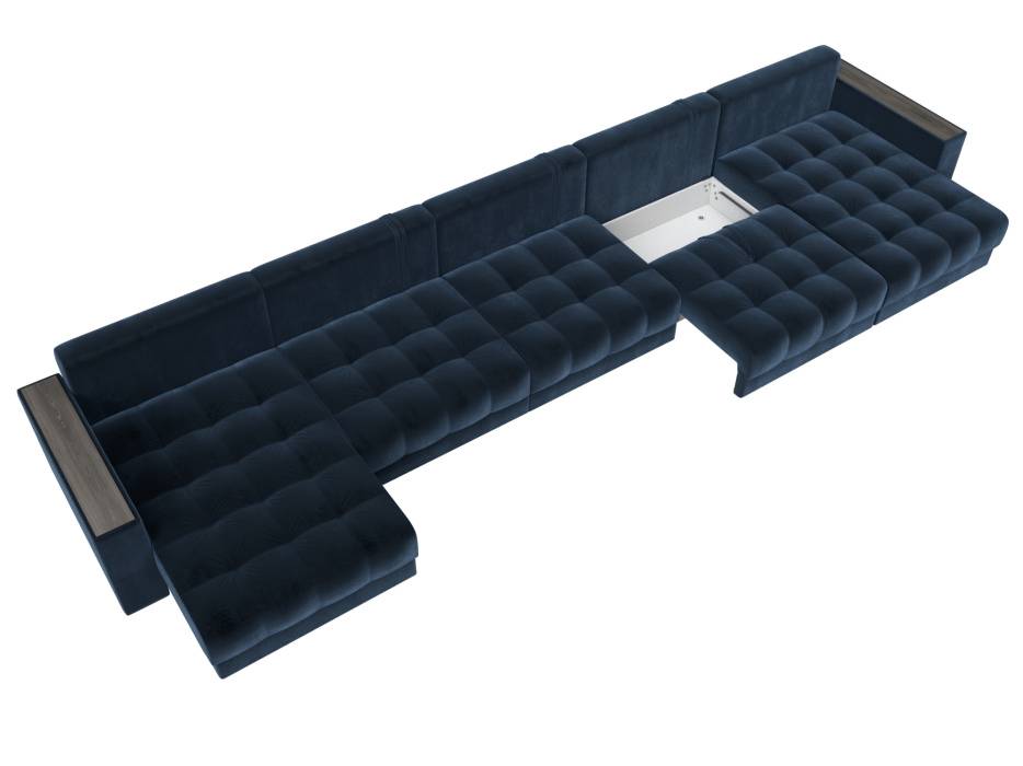 Диваны еврокнижки, Диван П-образный с декором Лига-049 НПБ Мегалонг, велюр TOWER