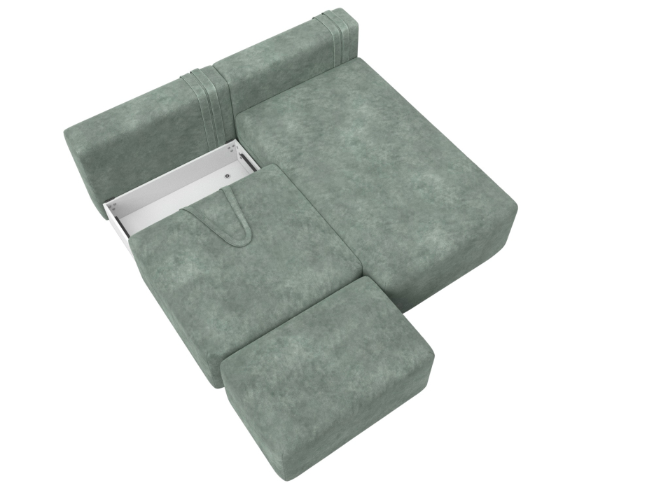 Диваны угловые в гостиную, Диван угловой модульный с пуфом Лига-060 НПБ угол универсальный, велюр BRUT