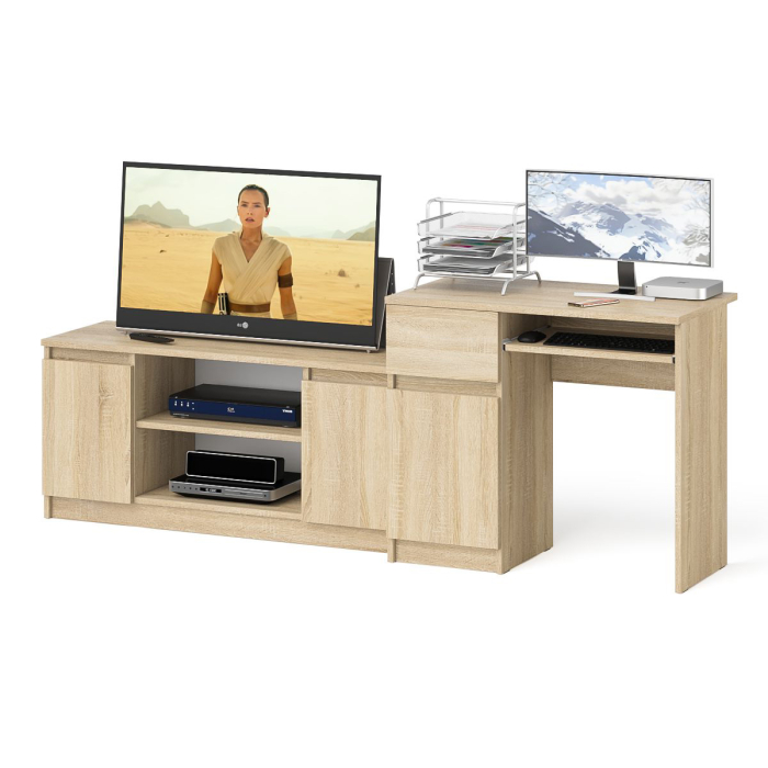 Домашние кабинеты, Стол компьютерный МС-1 левый с тумбой МТВ-1200 Мори