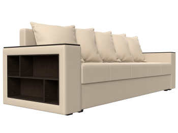 Диван прямой Дубай Лайт полки слева, экокожа