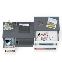 Комод высокий Мори МК700 5-ть ящиков и стол компьютерный Мори МС-6 левый