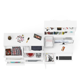 Комод 10-ть ящиков Мори МК1200.10 с компьютерным столом МС-1 левый и полкой