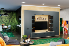 Стенки для гостиной, Модульная гостиная Грейс композиция 6  Ясень Асахи