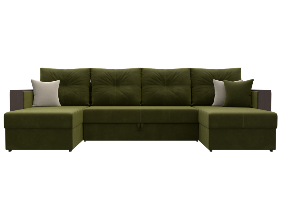 Диваны с ящиком для белья, П-образный диван Валенсия, микровельвет