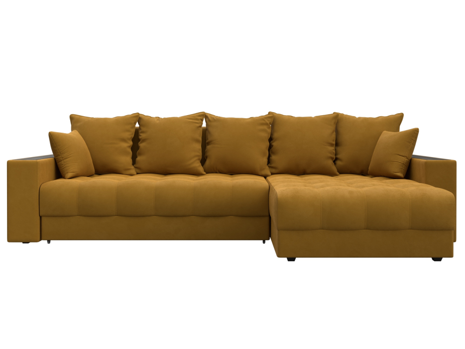 Диваны угловые в гостиную, Диван угловой с декором и полкой Лига-050 НПБ, велюр BRUT 