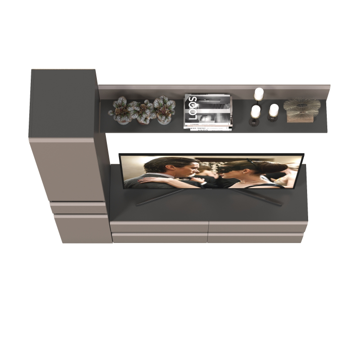 Стенки для гостиной, Тумба для ТВ с пеналом с ящиком и открытой полочкой Сидней