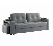 Диваны с ящиком для белья, Диван-кровать прямой Smart 4 пуф слева Велюр