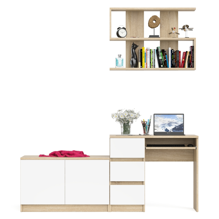 Прямые компьютерные столы, Тумба с дверками МА900 с компьютерным столом МС-6 левым и полкой 900