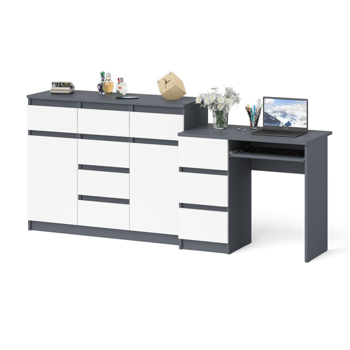 Компьютерные столы, Тумба-комод Мори МК1200.4 и стол компьютерный МС-6 левый