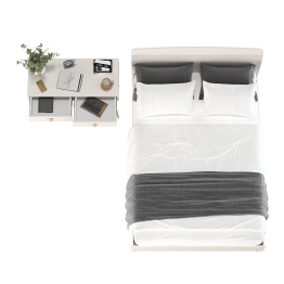 Стол на ножках с ящиками и двуспальная кровать Афина 1400