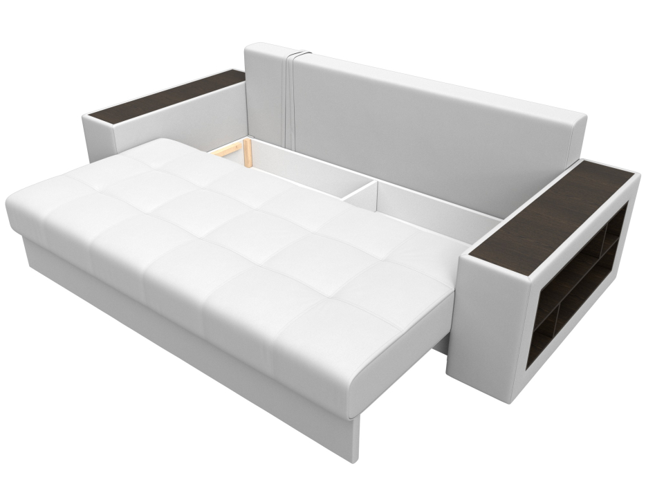 Диваны еврокнижки, Диван прямой Дубай полки справа, экокожа GRIFON