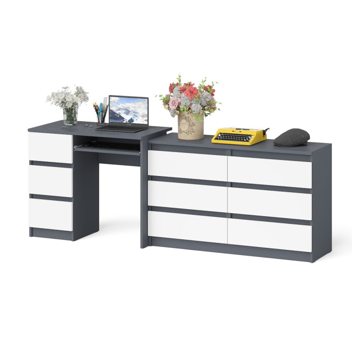 Домашние кабинеты, Комод Мори МК1200 6-ть ящиков со столом компьютерным МС-6 левым