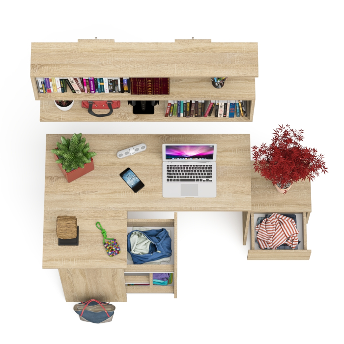 Угловые, Угловой стол компьютерный Мори МС-16 левый с тумбочкой с ящиком 400 и полкой на 1200