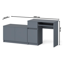 Компьютерный стол ящик и дверка Мори МС-1 левый с широкой тумбой 900