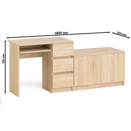 Тумба Мори МА900.1 и стол компьютерный МС-6 ящики справа