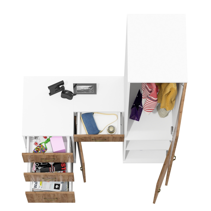 Домашние кабинеты, Тумбы две с ящиками и дверкой и глубокий пенал Лидер-8 23Б