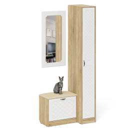 Обувница с сиденьем и зеркалом и пенал П-6-500 фрезеровка ромб