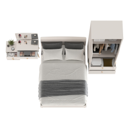 Кровать Афина 1400 с трюмо и шкафом-комодом