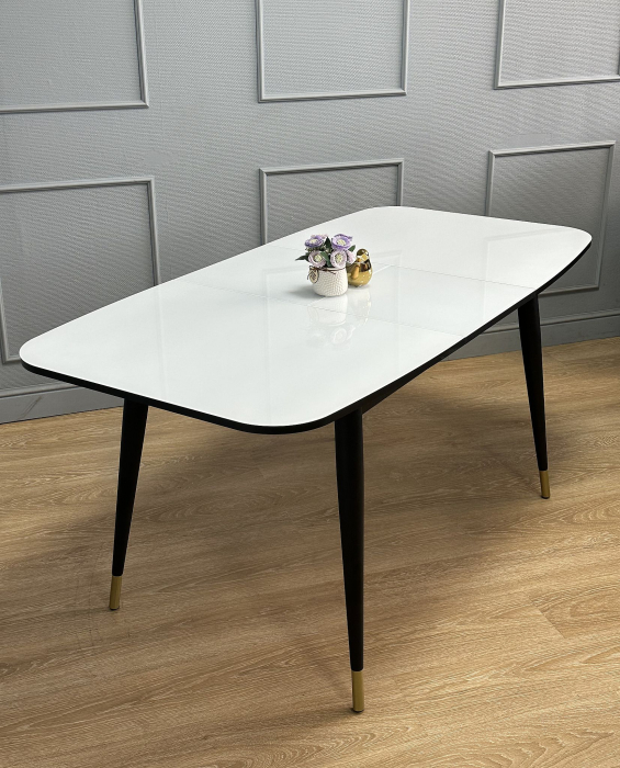 Обеденные столы, Стол Kenner K1200 раздвижной, стекло белое глянец