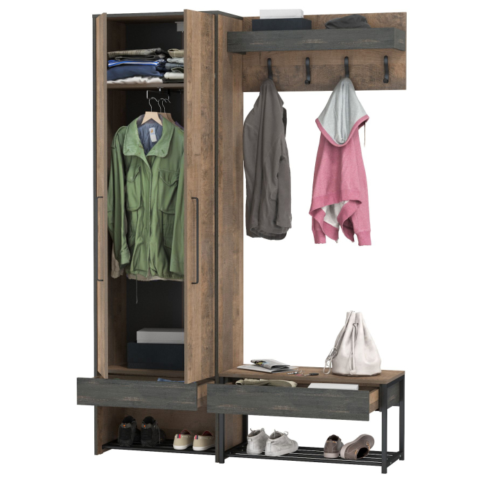 Прихожие, Прихожая Трувор с обувницей с сиденьем и вешалкой для одежды