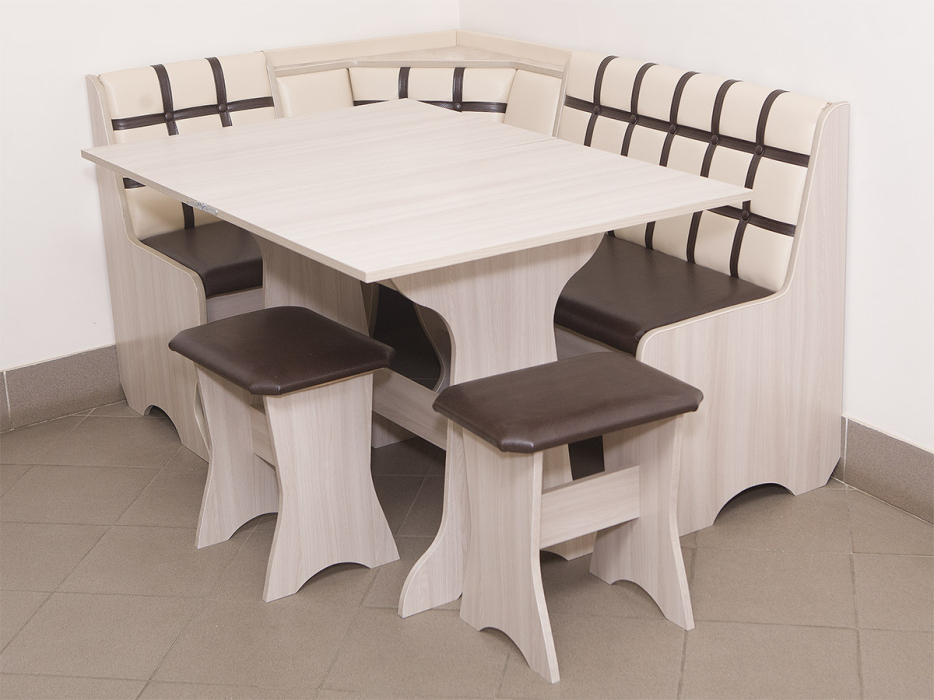 Кухонные уголки, Кухонный уголок Стиль 19Л (со столом СТ3) Ясень шимо светлый