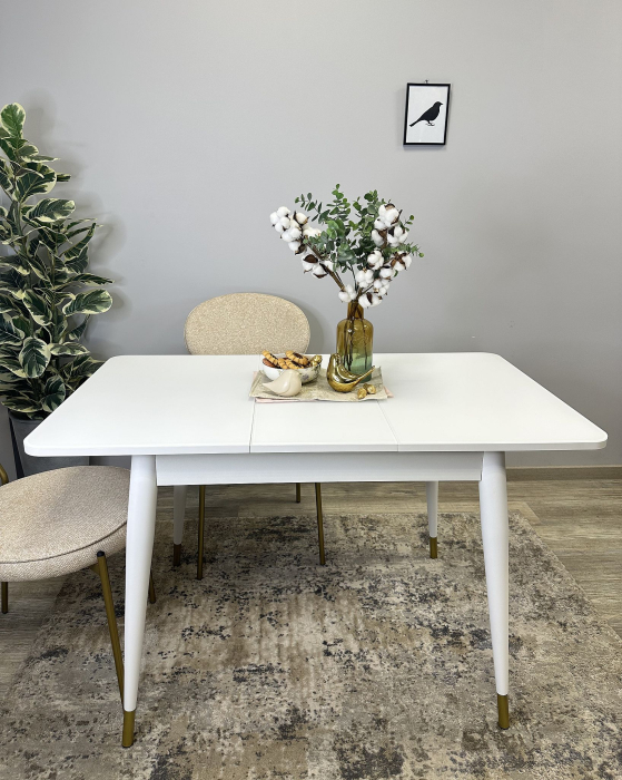 Обеденные столы, Стол Kenner 900 K раздвижной, стекло белое сатин