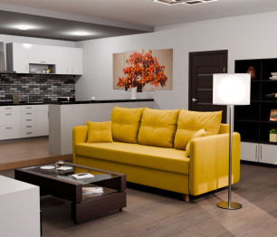 Прямой диван Лотос,еврокнижка,велюр