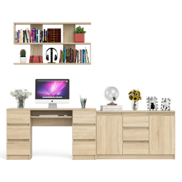 Двухтумбовый стол компьютерный с ящиками МС-2 с тумбой-комодом и полкой 1200 Мори