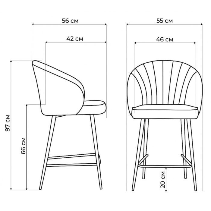 Барные стулья, Стул полубарный на металлокаркасе Бэнбу некрутящийся marseille (чёрный)