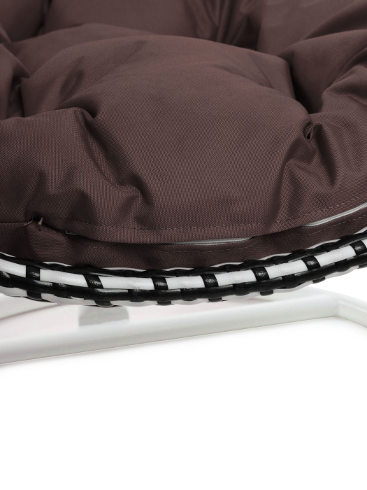 Подвесные кресла, Подвесное кресло КАПЛЯ ЛЮКС белая стойка двуцветное с ротангом