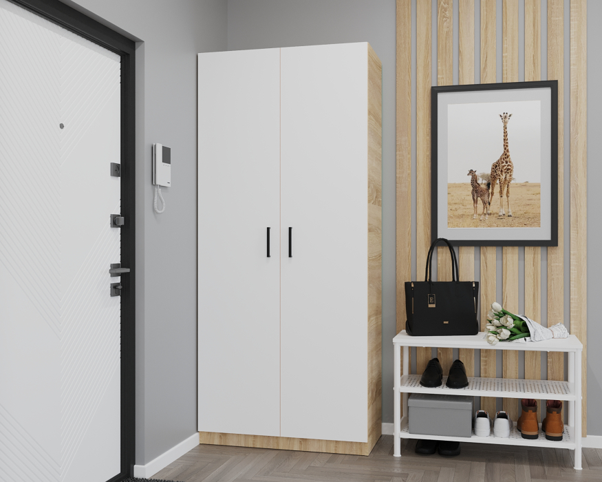 Шкафы распашные, Шкаф Хороший ШР-1, Белый/Дуб Сонома