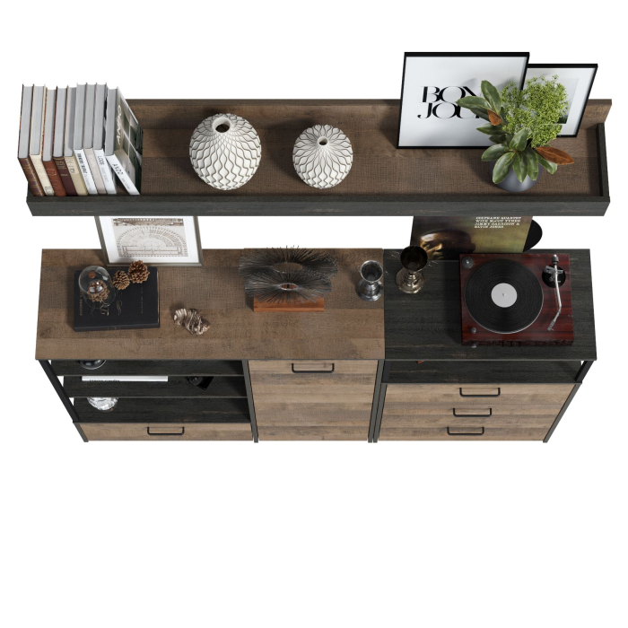Стенки для гостиной, Комод с дверкой и комод с ящиками с навесной полкой Трувор