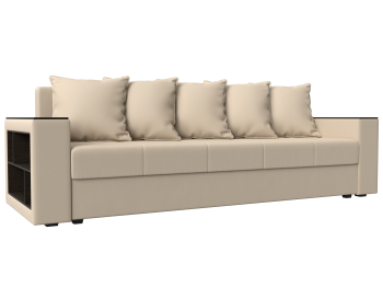 Диван прямой Дубай Лайт полки слева, экокожа