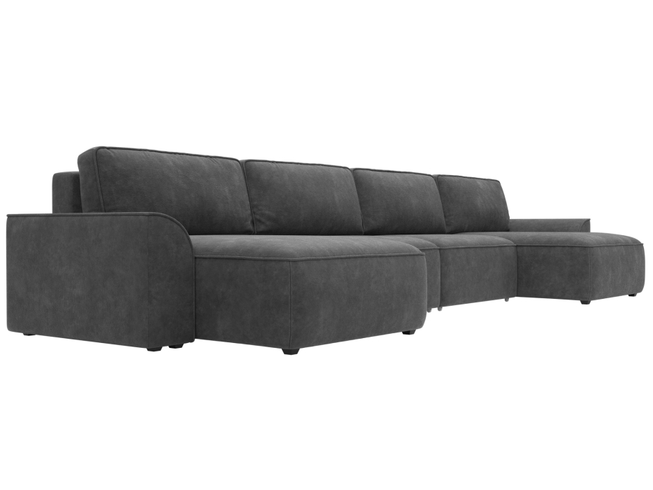 Диваны прямые со спальным местом, Диван п-образный Лига-048 НПБ лонг, велюр BRUT