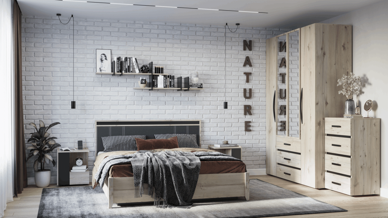 Кровати, Модульная система Nature (модуль 307) Кровать Люкс 1600 с п/м