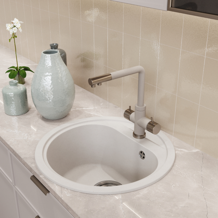 Кухонные мойки, Мойкa ML-GM10 круглая, 440мм (глуб. чаши 180) NEW*