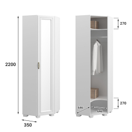 Шкаф угловой с зеркалом «Монблан» МБ-20К