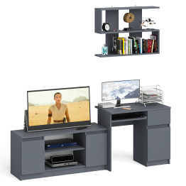 Однотумбовый компьютерный стол Мори МС-1 правый с тумбой МТВ1200.1 и открытой полкой на 900